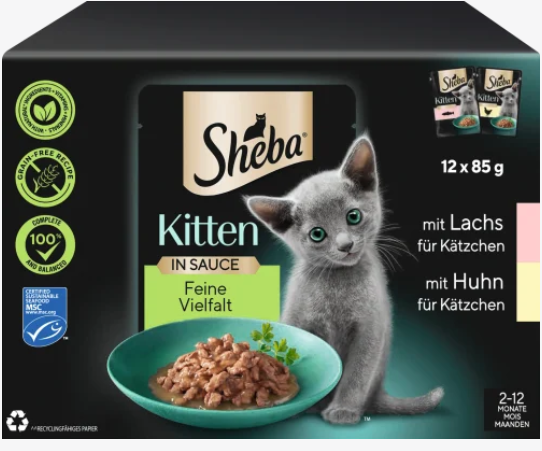 12x Sheba Selection in Sauce Geflügel + Lachs Variation á 85g=1020g MHD:19.1.26