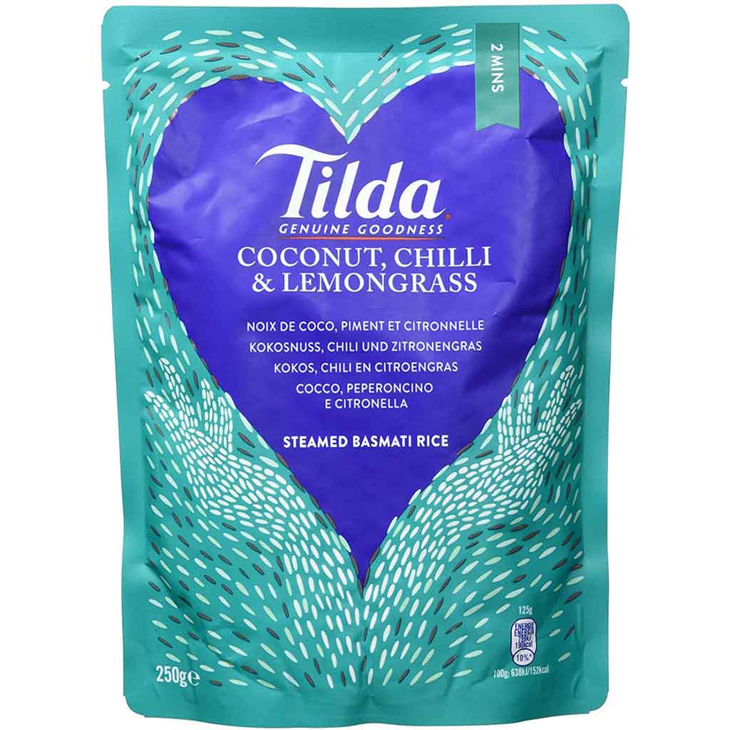 6x Tilda Basmati Reis mit Kokos, Chili und Zitronengras á 250g=1500g MHD:30.1.22