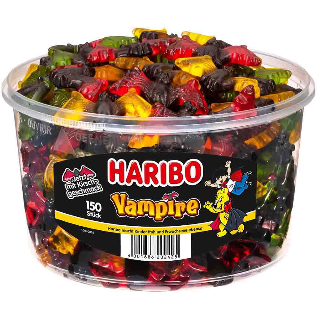 Haribo Vampire 150er 1200g, Fruchtgummi mit Lakritz, 4001686202425