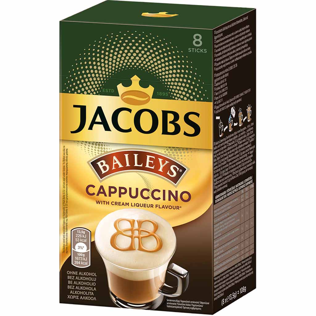 Jacobs Sticks Cappuccino Baileys 8x13,5g=108g MHD:10.6.23