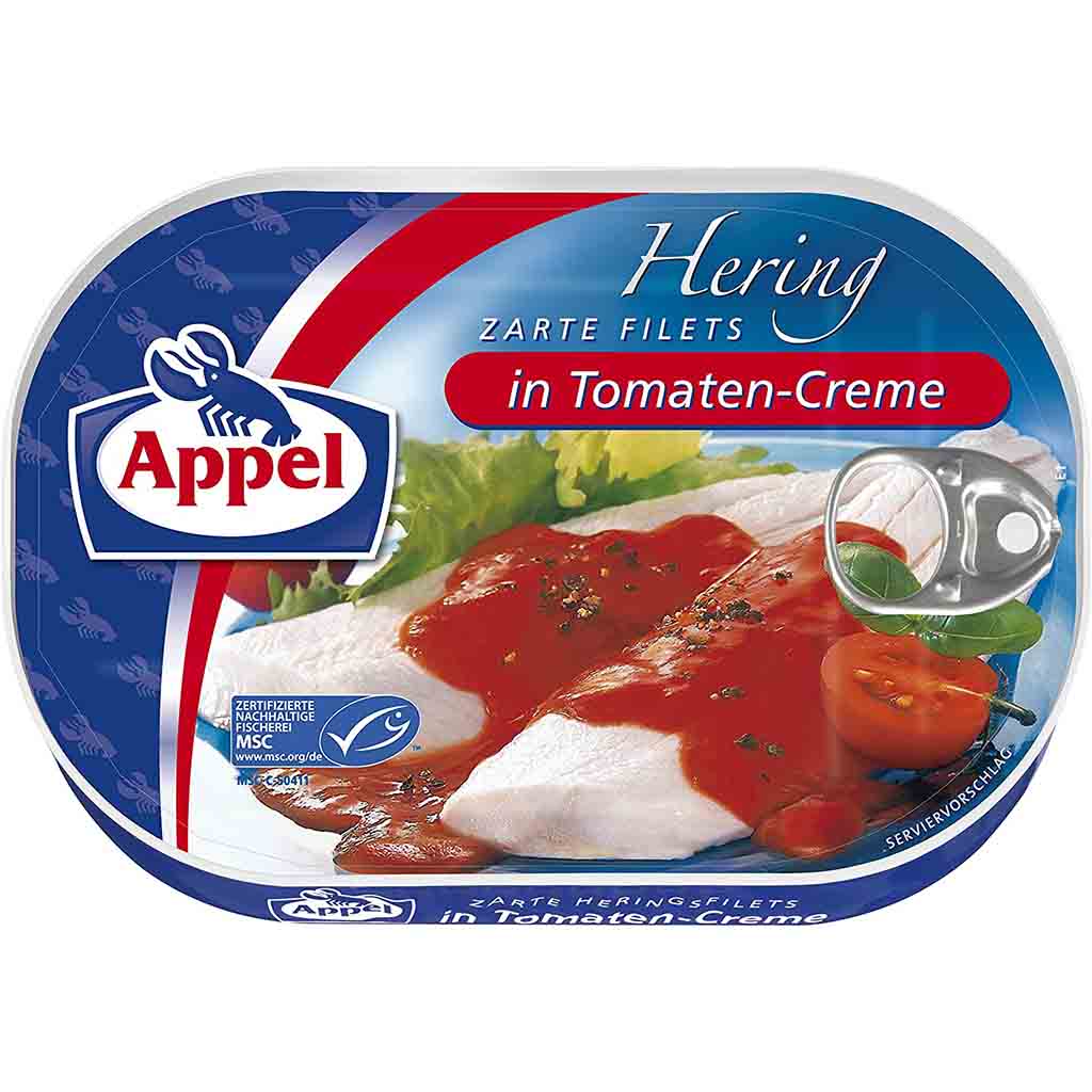 Appel Heringsfilets in Tomaten-Creme 2-te Sortierung 200g MHD:23.10.24
