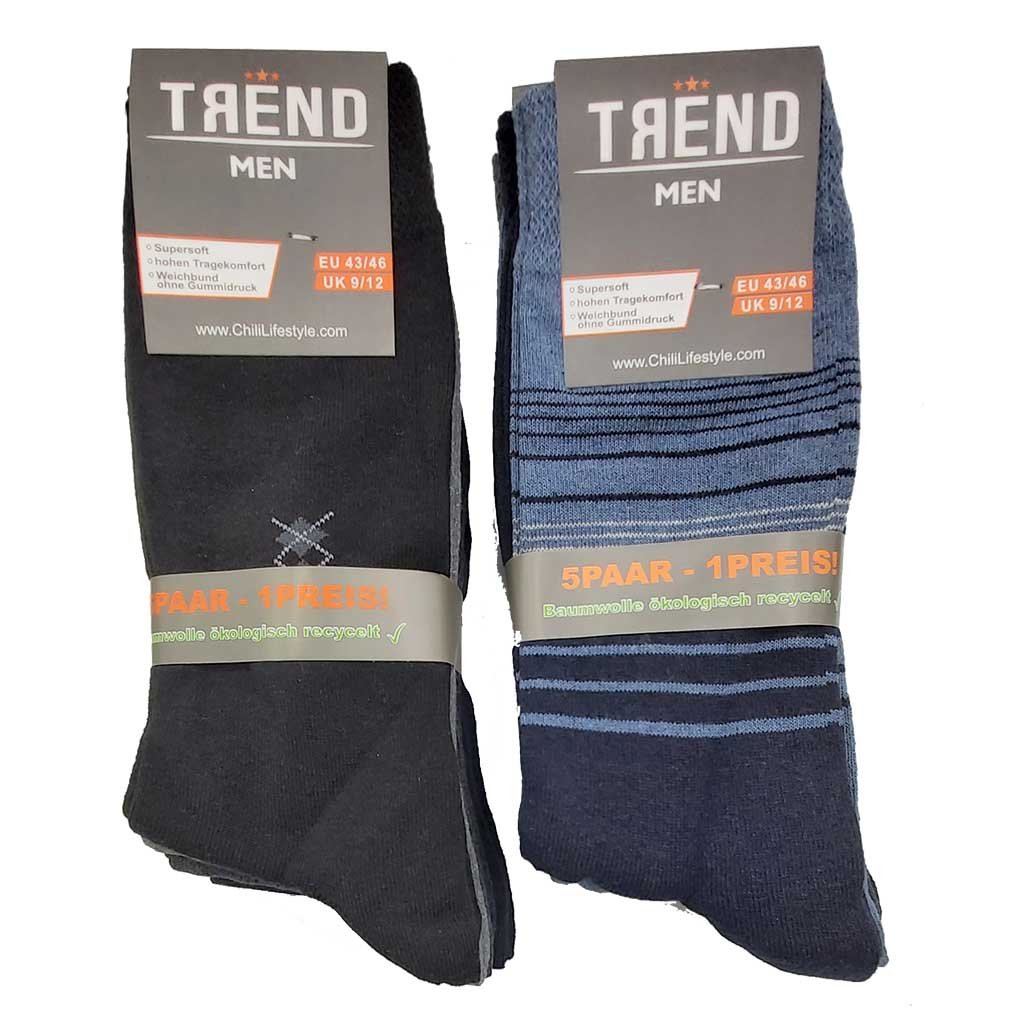 10 Paar Trend Jeans Herrensocken Gr. 43-46 Raute und gestreift