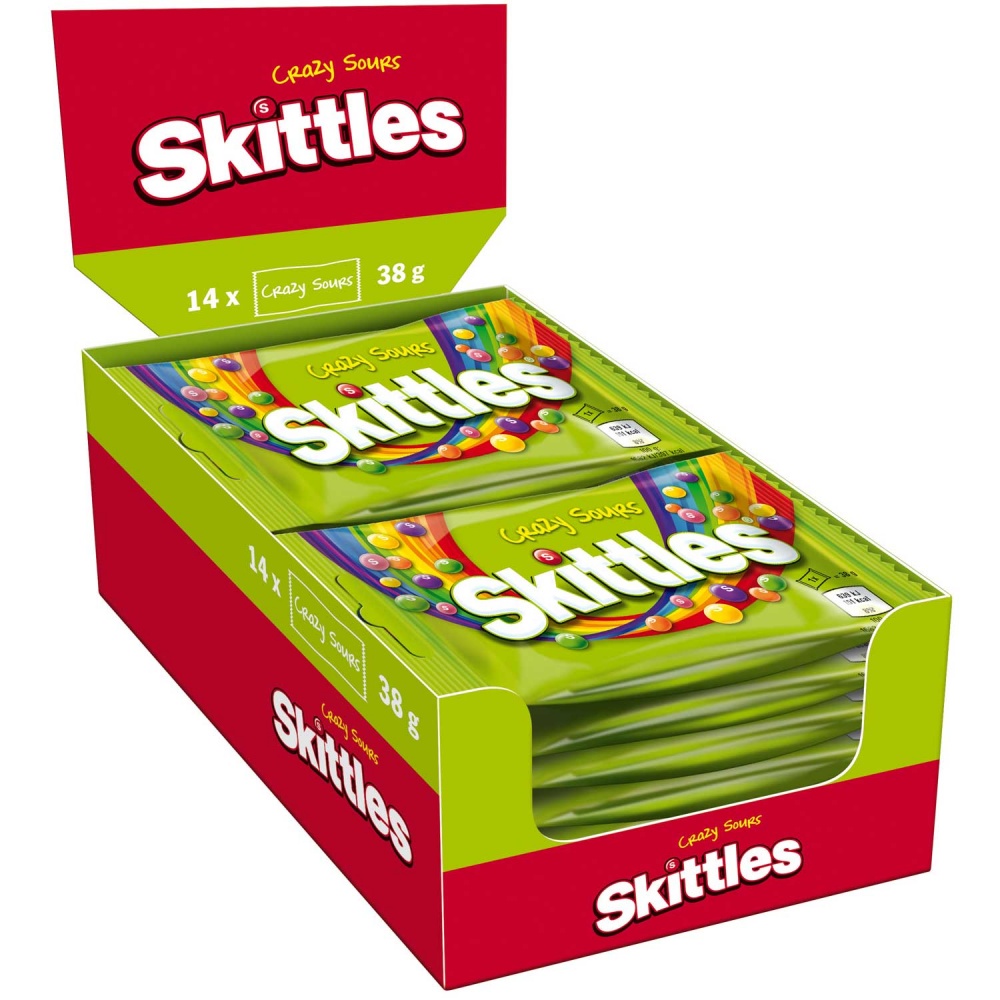 Skittles Kaudragees Crazy Sours 14x 38g=532g MHD:22.8.25