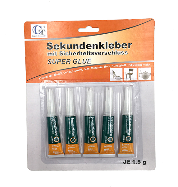 Sekundenkleber mit Sicherheitsverschluss 5 x 1,5g