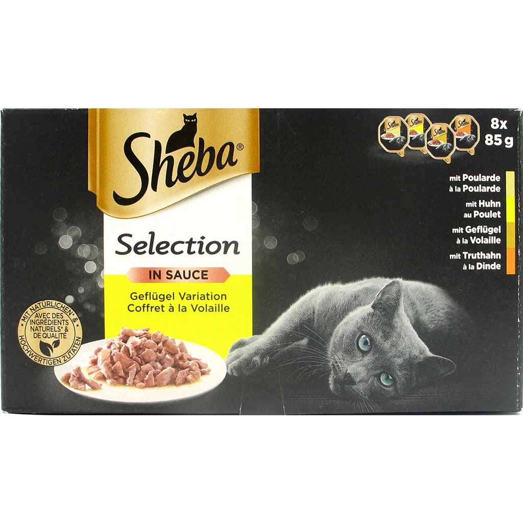 8x Sheba Selection in Sauce Geflügel Variation á 85g=680g MHD:19.6.23
