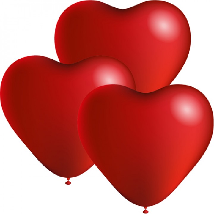 Luftballons 3er Herz Form 24cm Durchmesser,