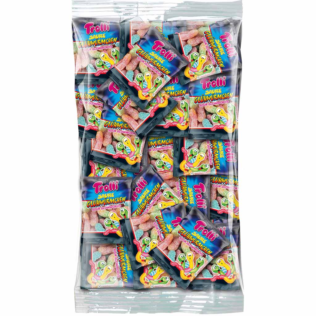 1000g Trolli Saure Glühwürmchen (100x10g Mini Beutel) MHD:22.2.22