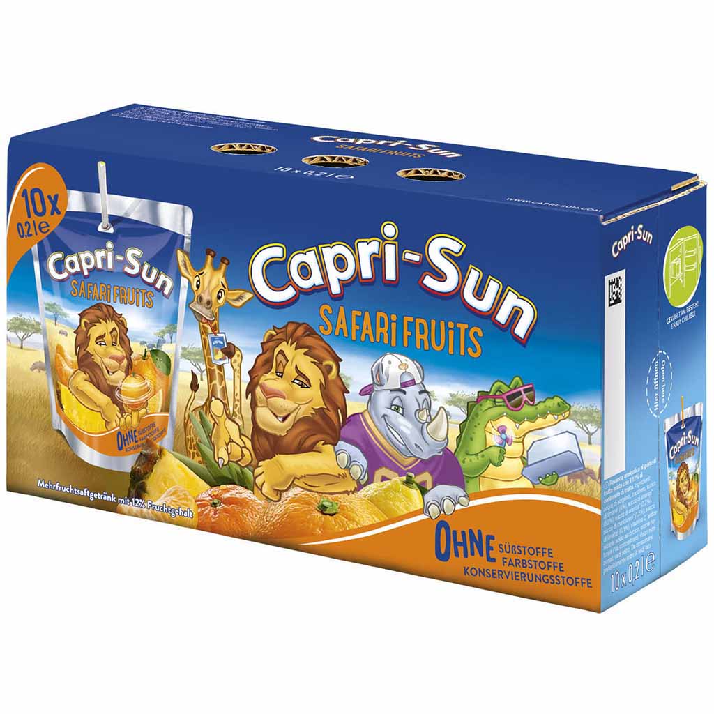Capri-Sun Safari Fruits 10x200ml  2 Liter Capri Sonne mit Papiertrinkhalmen