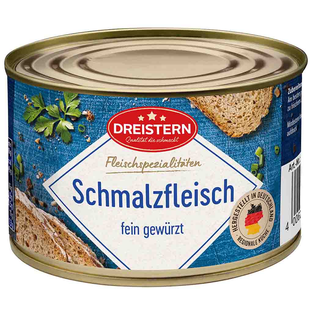 Dreistern Schmalzfleisch in eigenen Saft 400g MHD:17.1.27
