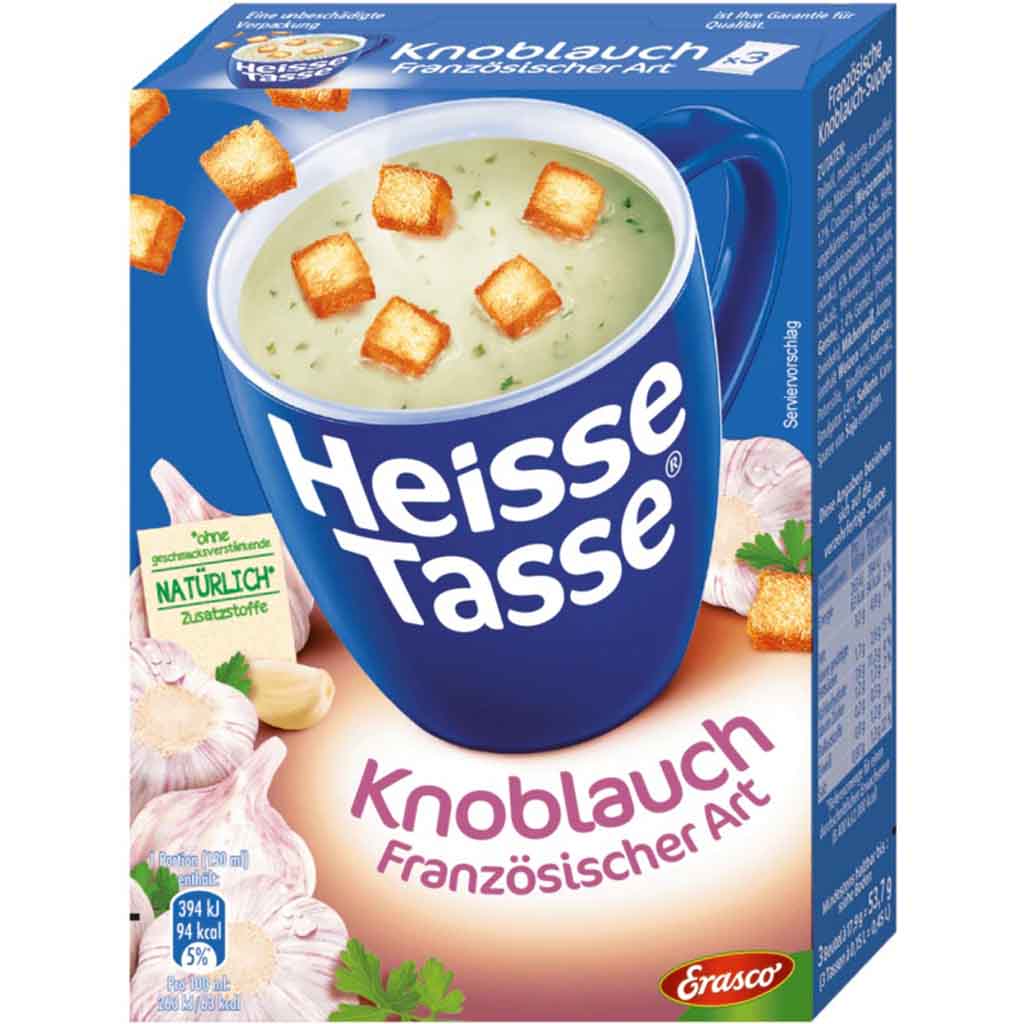 12x Erasco Heisse Tasse Französische Knoblauch-Suppe á 53,7g=644,4g MHD:28.5.25