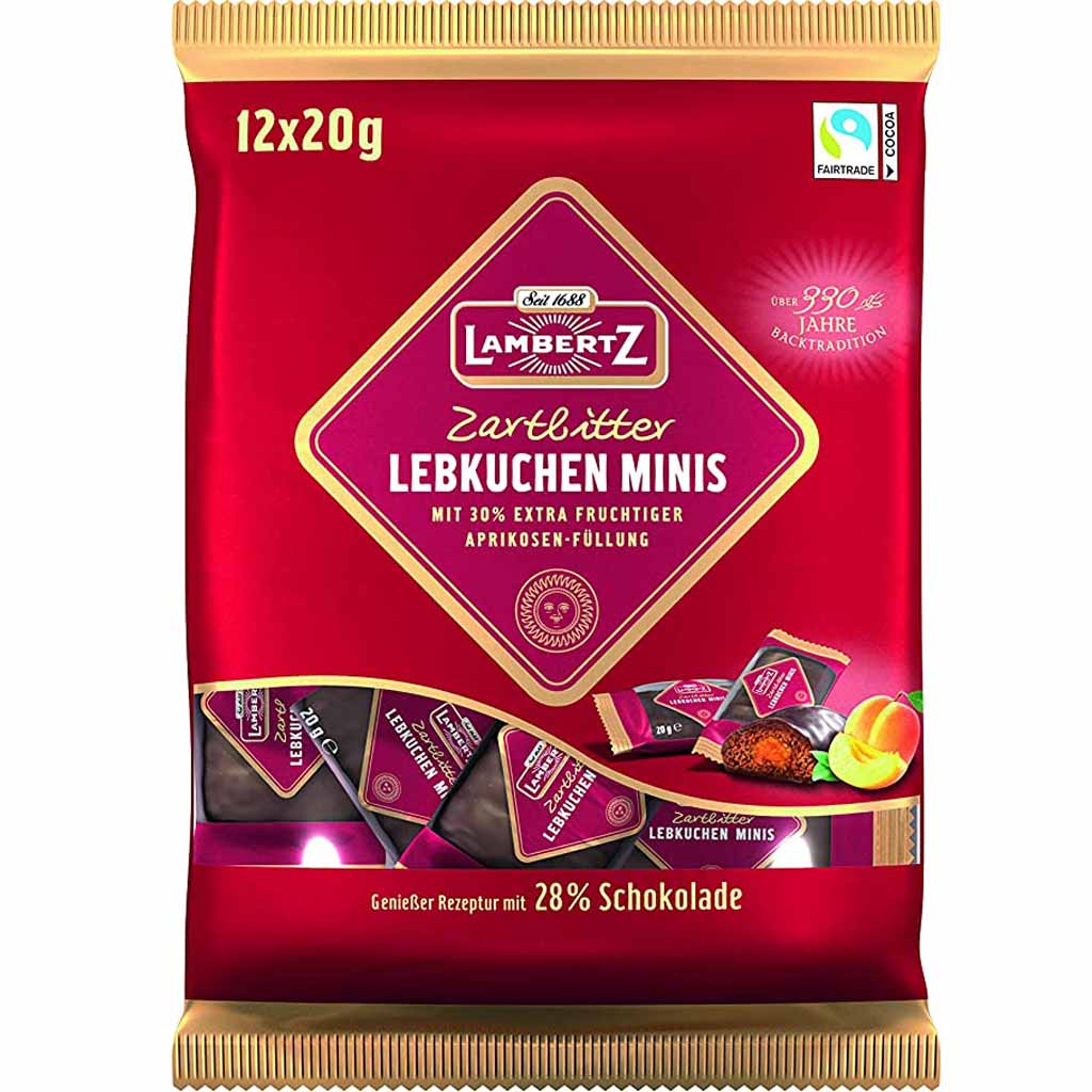 Lambertz Zartbitter Lebkuchen Minis mit Aprikosen-Füllung 240g MHD:30.5.24