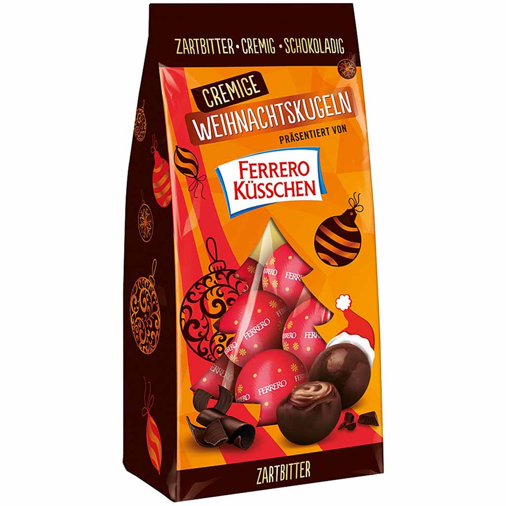 Ferrero Küsschen Cremige Weihnachtskugeln Zartbitter 100g MHD:20.4.24