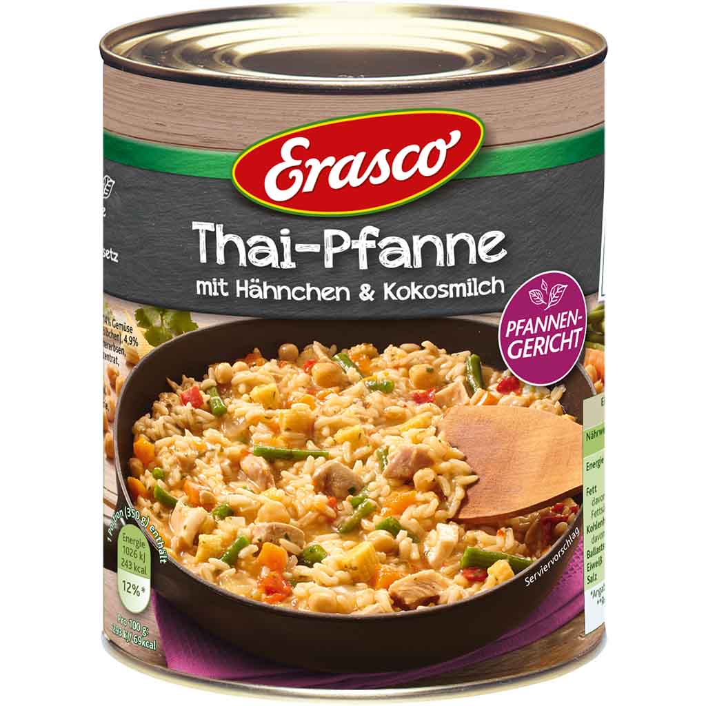 Erasco Pfannengericht Thai-Pfanne Hähnchen & Kokosmilch 800g MHD:30.12.24
