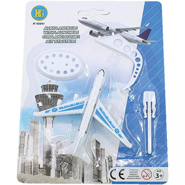 Flugzeug mit Starter auf Blisterkarte 10cm MHD:30.8.26
