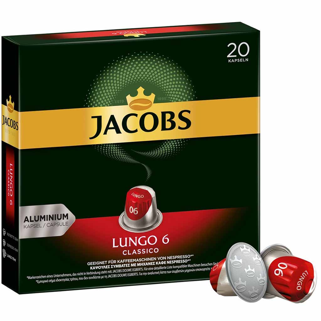 Jacobs Kaffeekapseln Lungo 6 Classico 20er 104g MHD:18.6.25