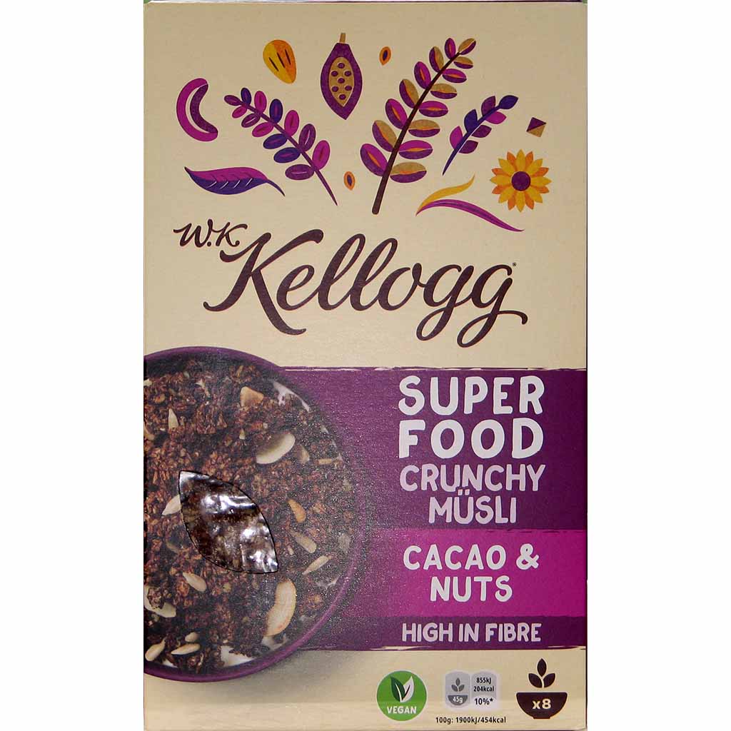 5x Kelloggs Superfood Crunchy Müsli Cacao & Nuts á 400g=2kg MHD:15.9.21