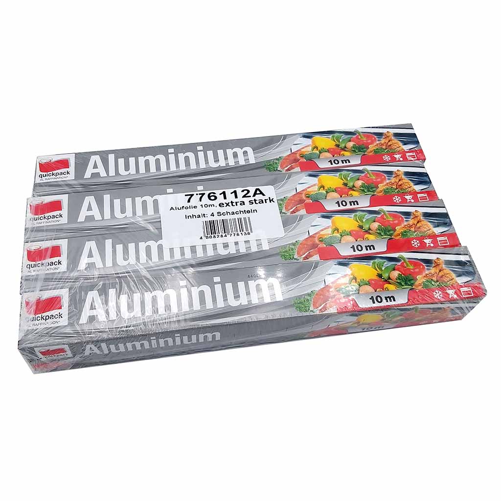 Quickpack Alufolien Aluminiumfolien 4 Stück Rollen a= 10 m Alurollen extra stark