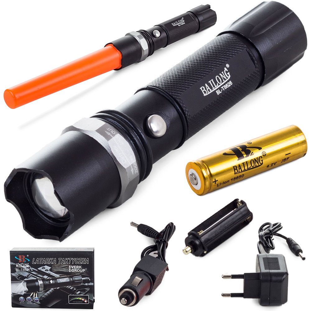 Bailong taktische LED-Taschenlampe Zoom XML T6 Batut
