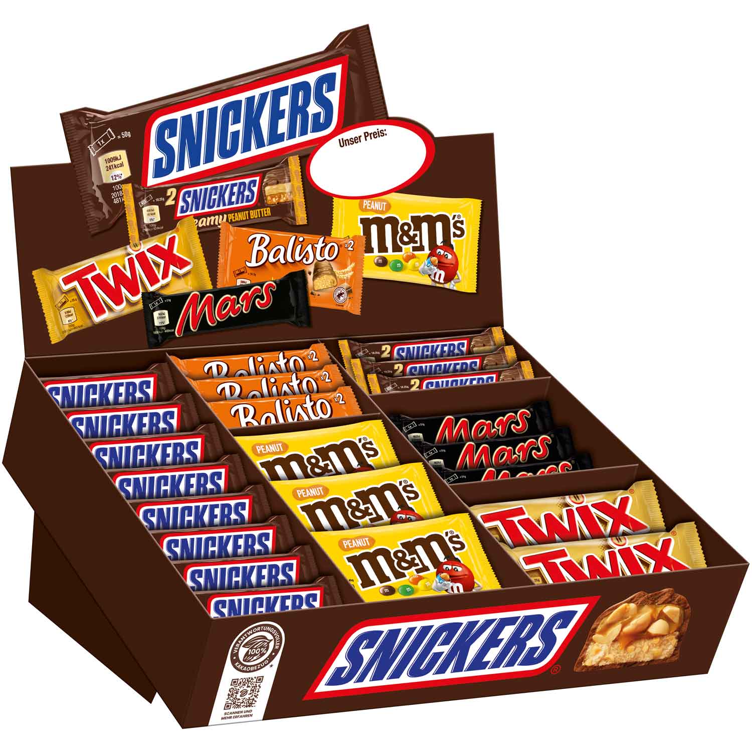 Mars Topseller Box 72 Teile Snickers Twix Mars  Balisto M&Ms 3310g MHD:5.1.25