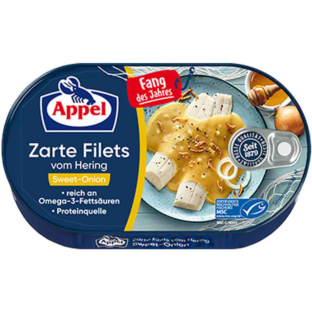 Appel zarte Filets vom Hering Sweet Onion 2-te Sortierung 190g MHD:30.5.25
