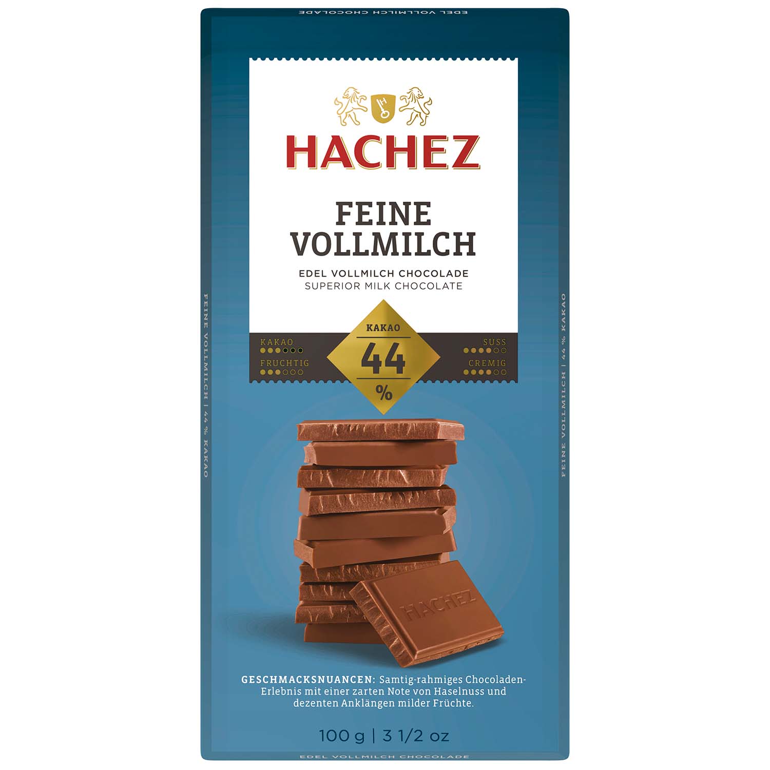 Hachez Tafelschokolade Feine Vollmilch 44% Kakao 100g MHD:6.11.24