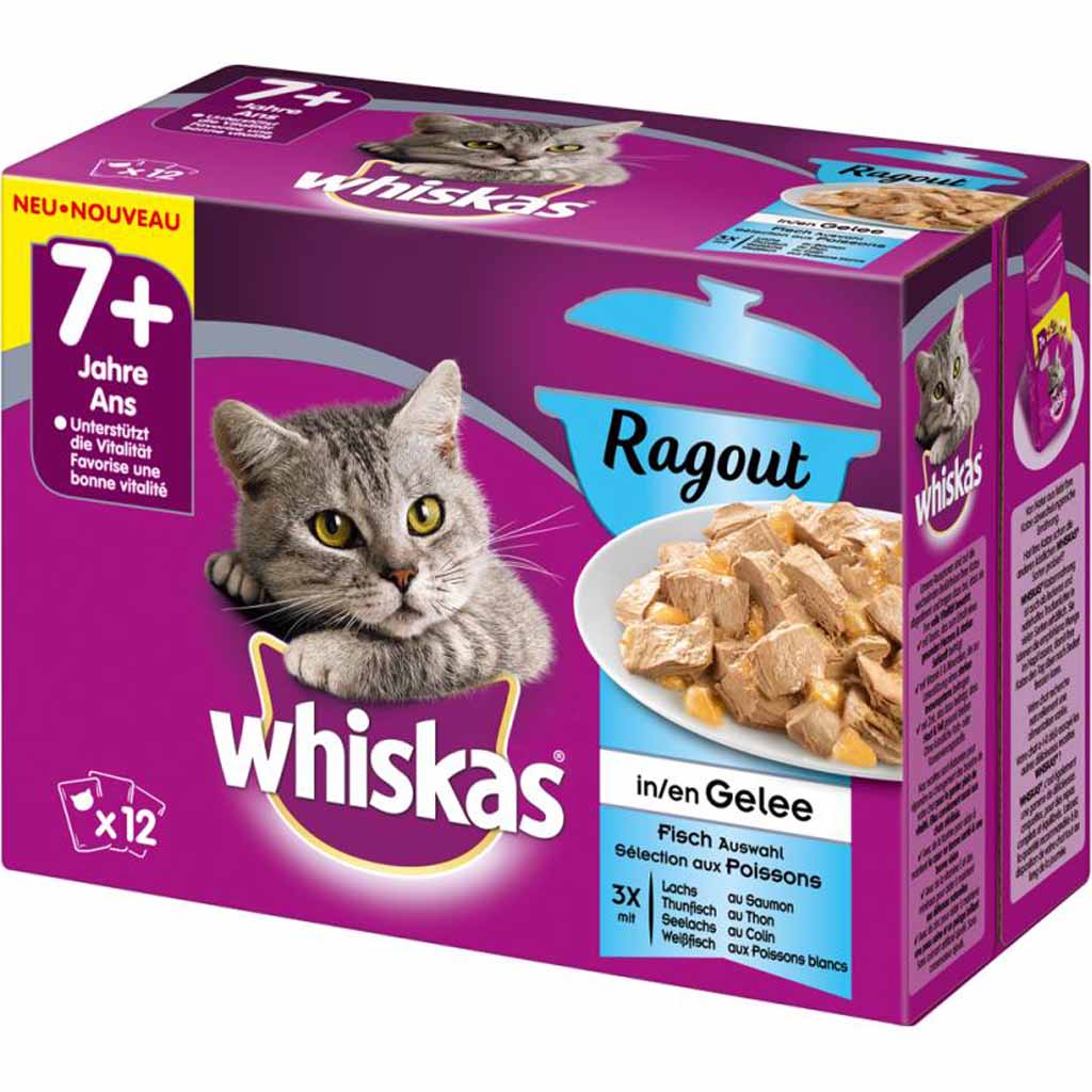 Whiskas Senior 7+ Ragout in Gelee Fisch Auswahl 12x85g=1,02kg MHD:10.9.24
