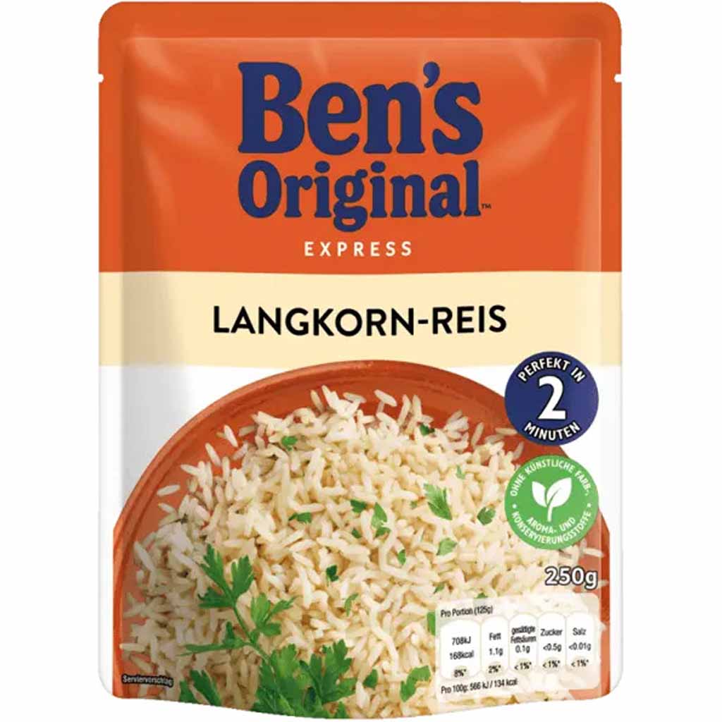 6x Bens Original Express Langkornreis á 250g=1500g MHD:21.6.22