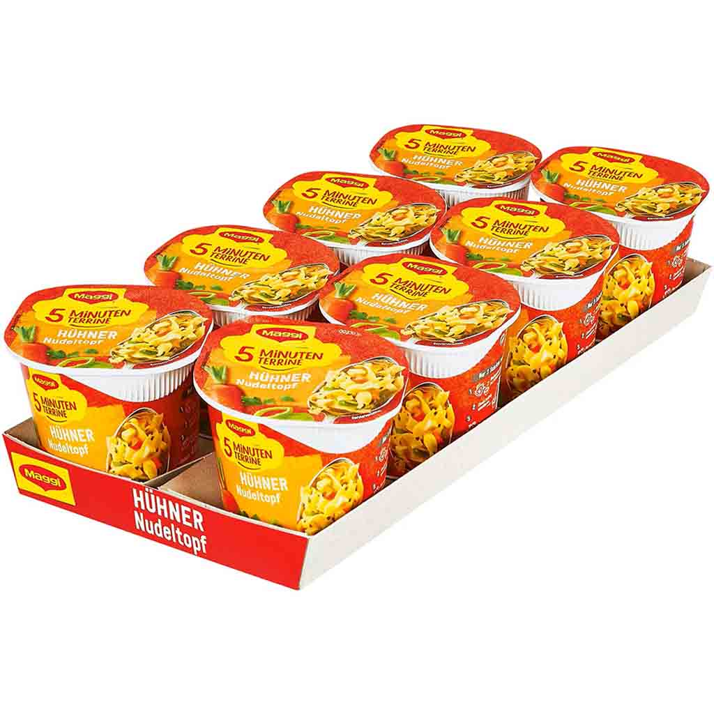 8x Maggi 5 Minuten Terrine Hühner Nudeltopf á 41g=328g MHD:30.7.25
