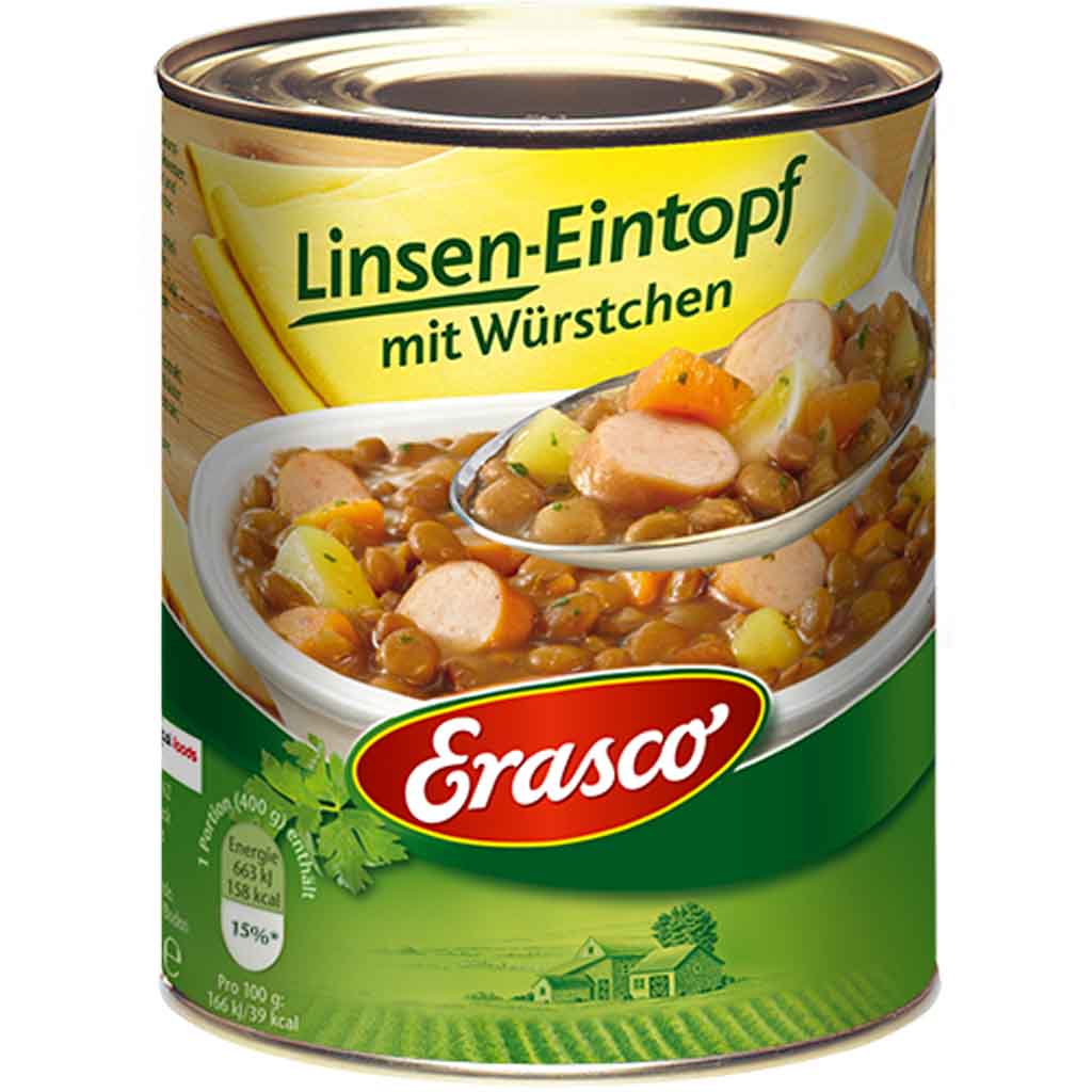 Erasco Eintopf Linsen-Eintopf mit Würstchen 800g MHD:30.12.27