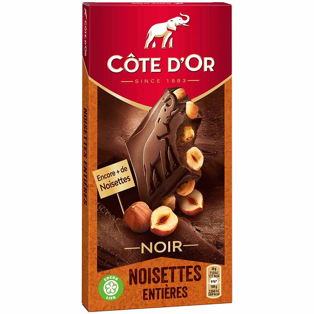 Cote D'Or Tafelschokolade Noir Noisettes Entières 180g MHD:21.8.24
