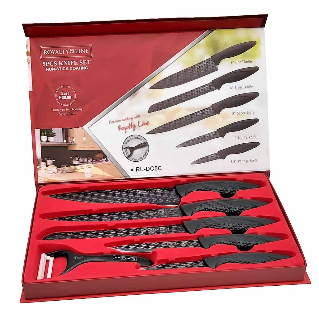5 teiliges Messerset Premium Royalty Line plus Sparschäler gratis
