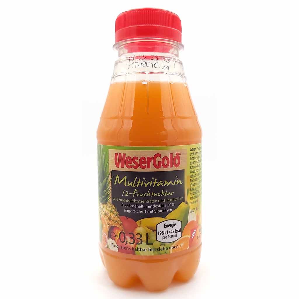 Weser Gold Multivitamin 12 -Fruchtnektar 6x0,33 Liter = 1,98 Liter