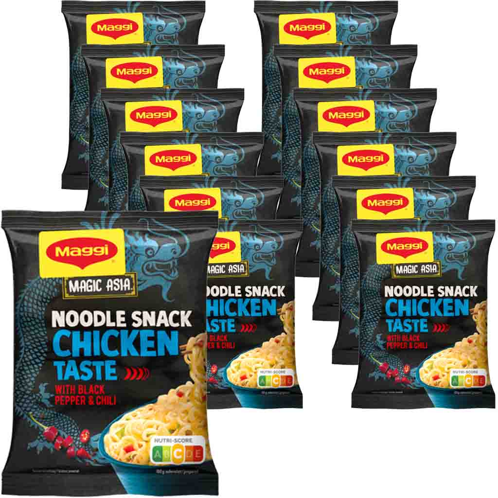 12x Maggi Magic Asia Nudel Snack Huhn á 62g=744g MHD:30.1.23