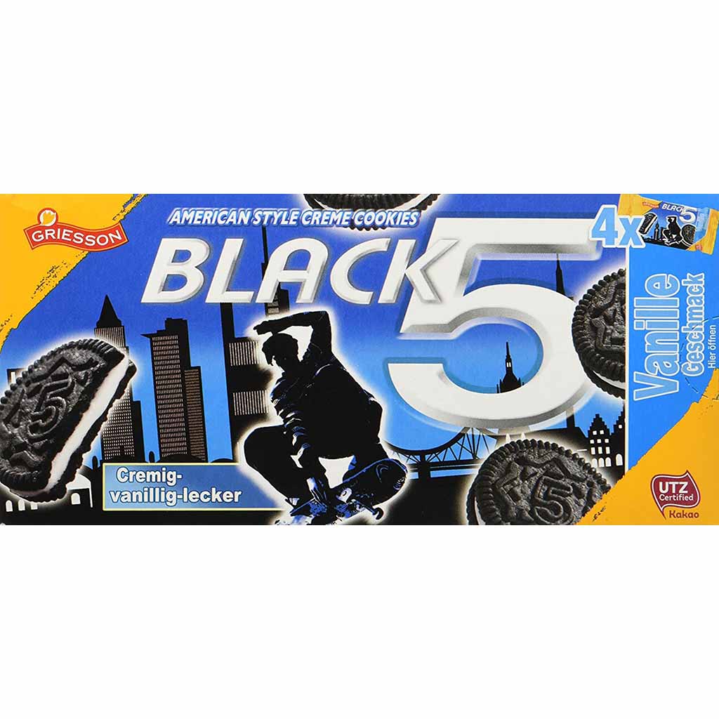 Griesson Black 5 American Style Cream Cookie 180g MHD:1.5.22