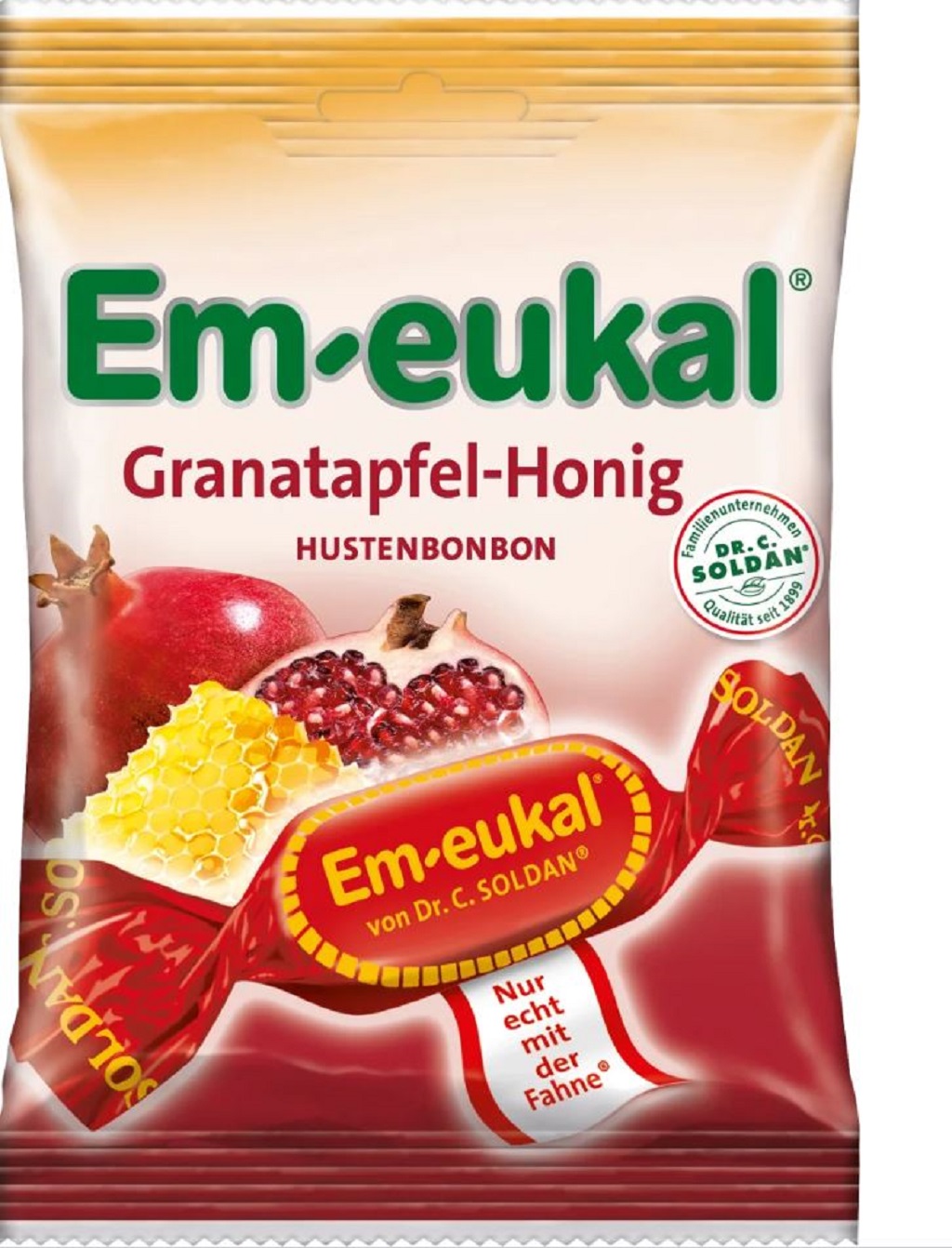 Em-eukal Granatapfel-Honig Hustenbonbons 75g GTIN 4009077026049 Front
