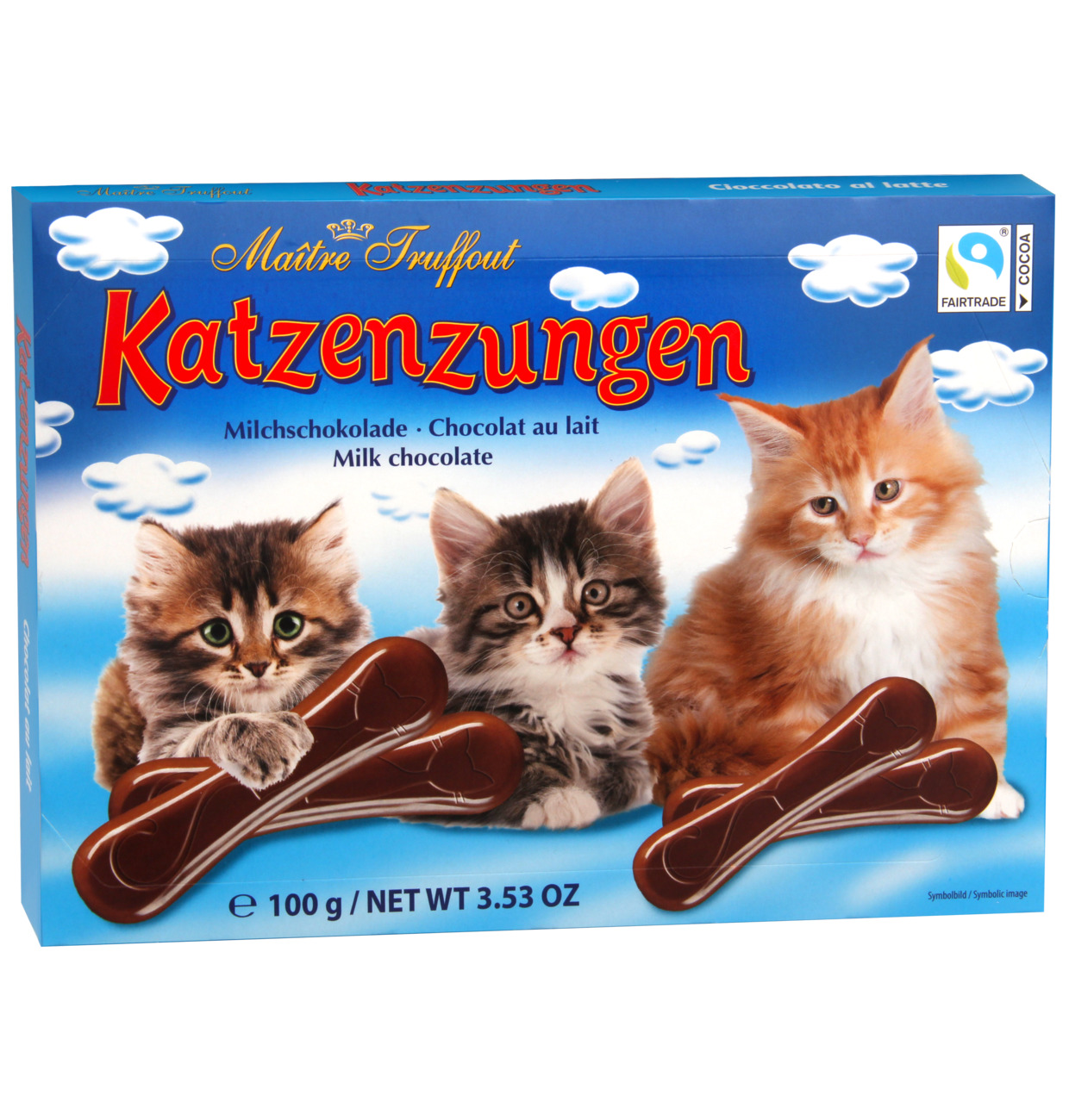 Maitre Truffout Milchschokolade Katzenzungen 100g MHD:13.12.25