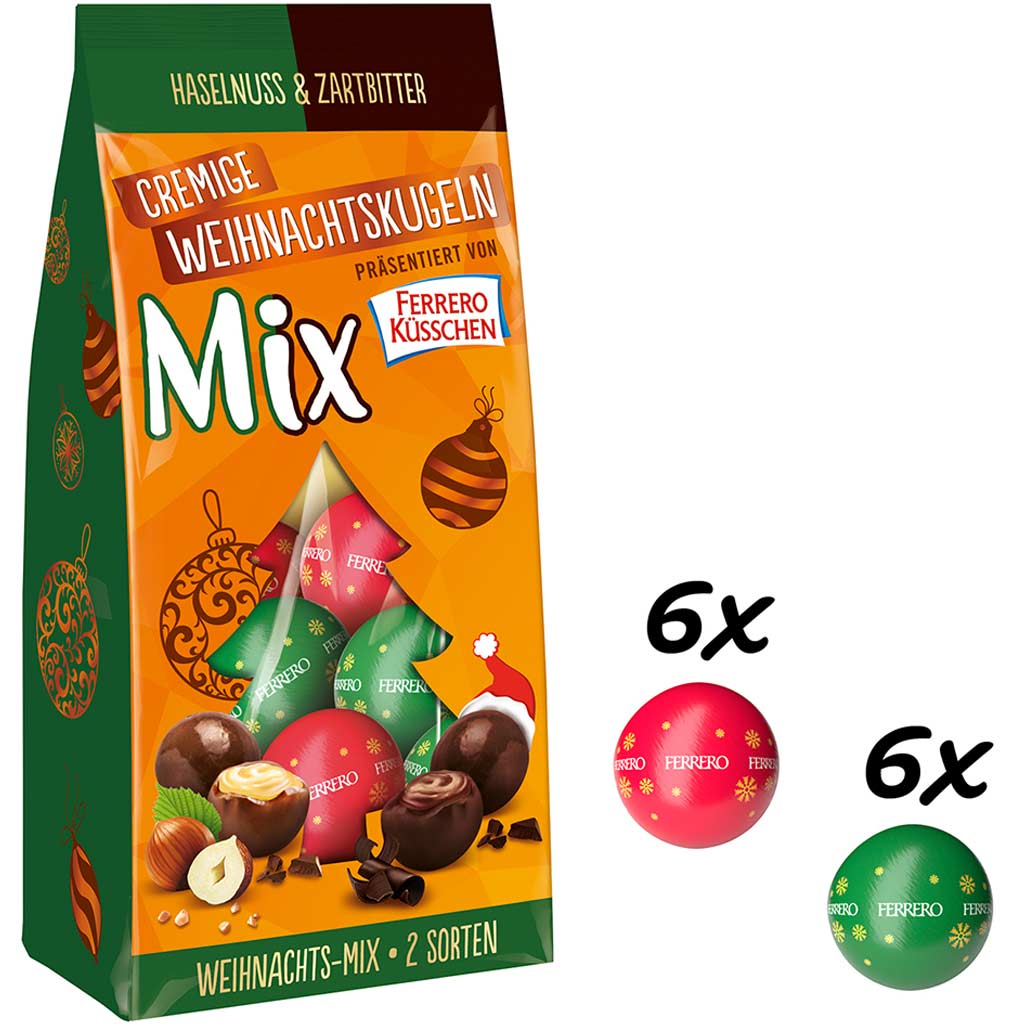 Ferrero Küsschen Cremige Weihnachtskugeln mix 100g MHD:20.4.23