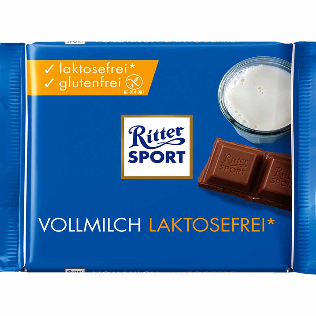 Ritter Sport Tafelschokolade Vollmilch laktosefrei 100g MHD:26.2.25