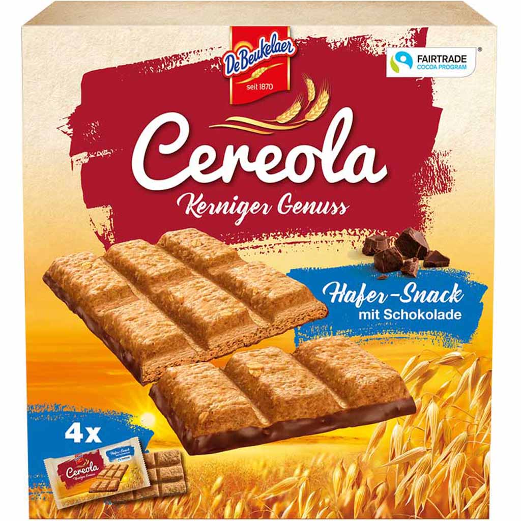 DeBeukelaer Cereola Kerniger Genuss Hafer-Snack 4er Pack 136g MHD:1.6.22