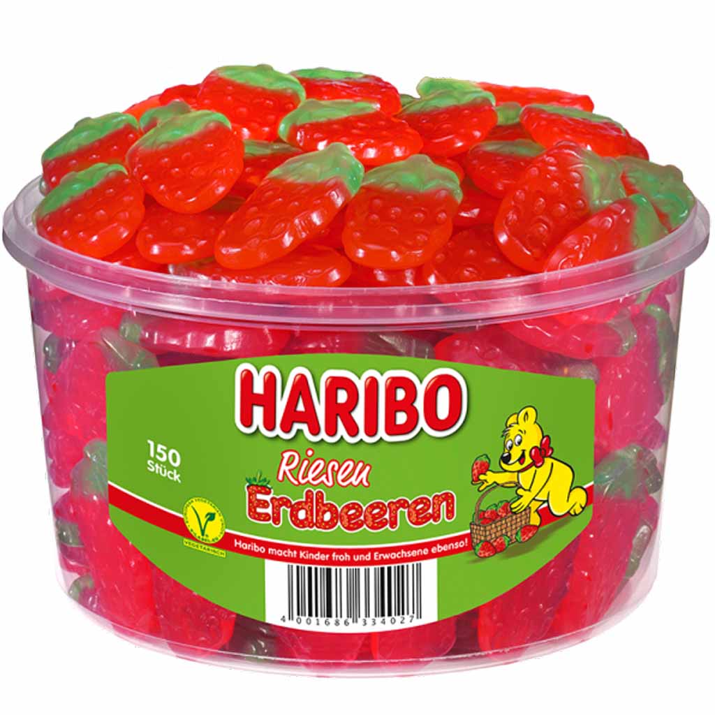 Haribo Riesen Erdbeeren 1350g in Dose, Fruchtgummi , 4001686334027