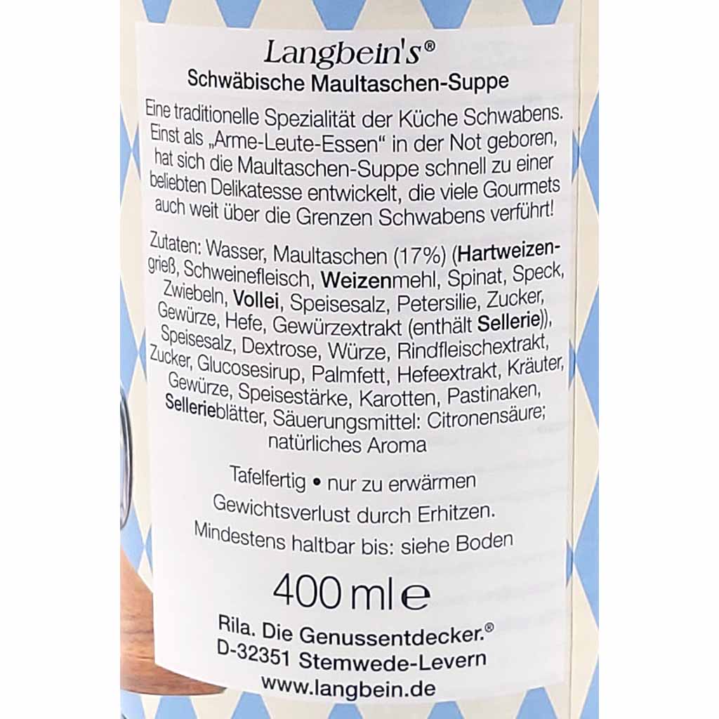 Jürgen Langbein Schwäbische Maultaschen Suppe 400ml