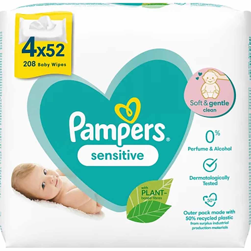Pampers Feuchttücher Sensitive 4x52 Tücher, 208 Stück