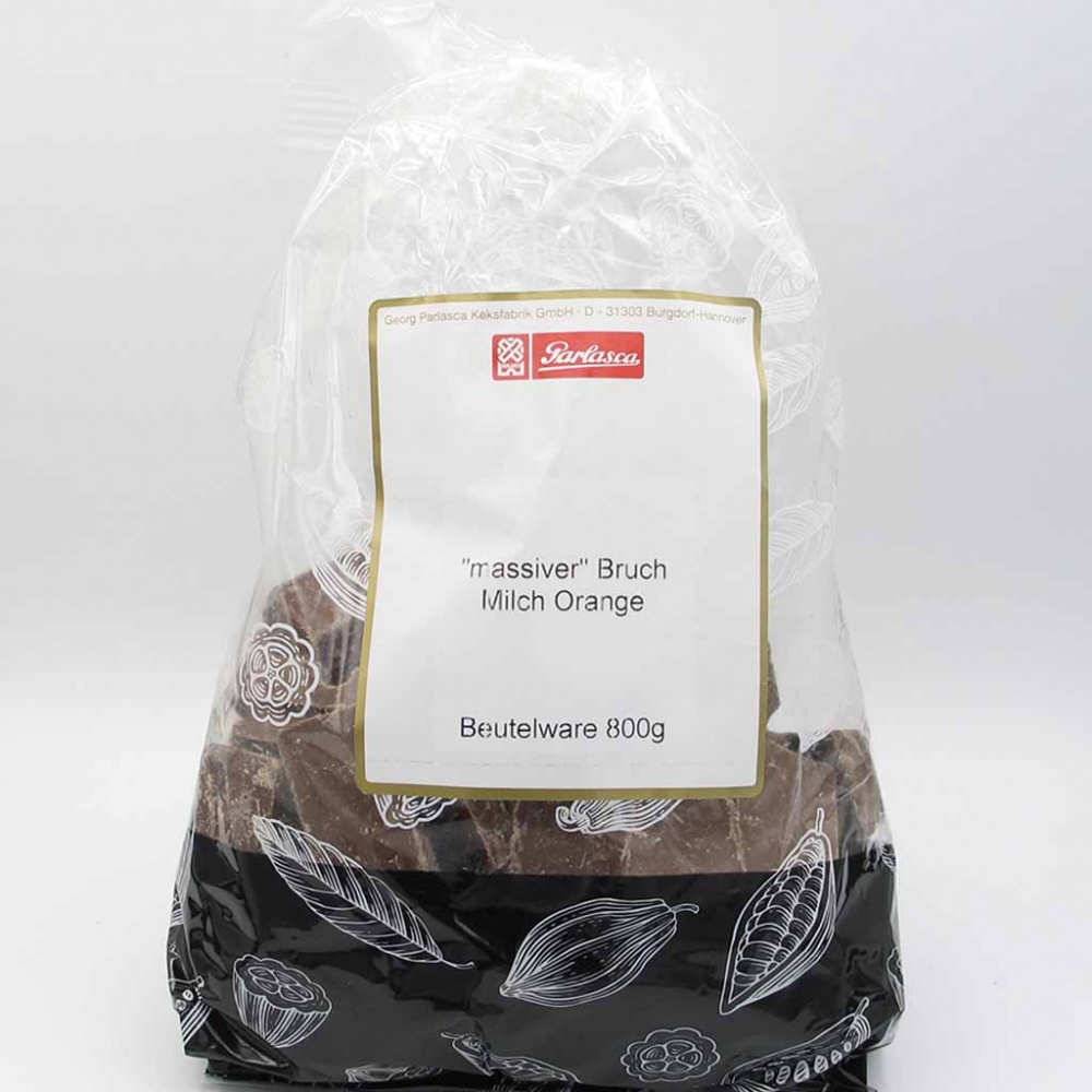 Parlasca Schokoladenbruch Milchschokolade Orangenaroma 800g MHD:3/20
