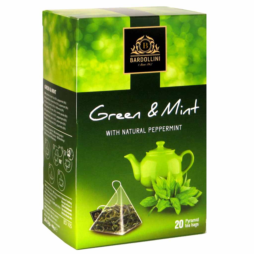 Bardollini Grüner Tee mit Pfefferminze 20 Beutel 40g MHD:3.6.24