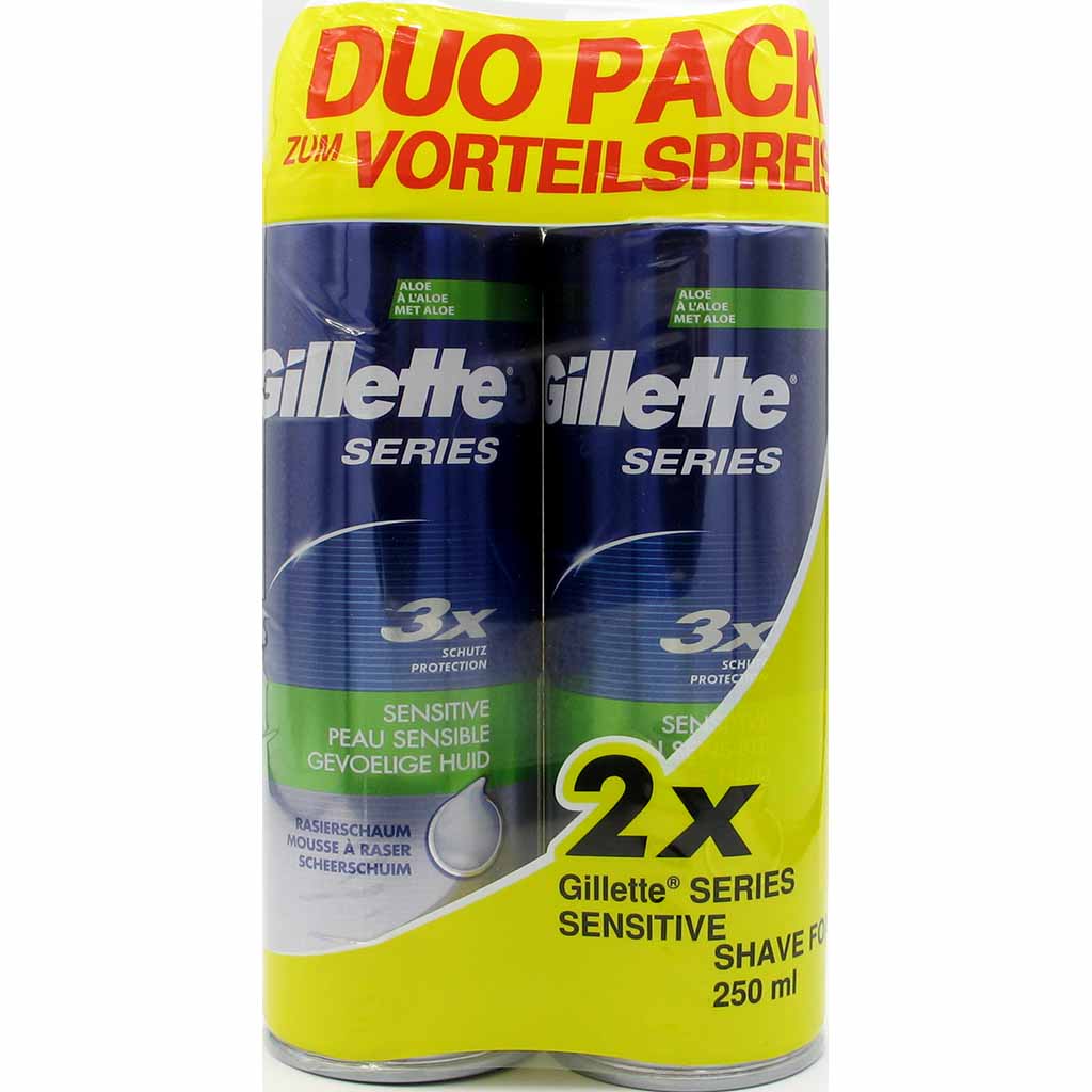 2x Gillette Series Sensitive Skin Rasierschaum á 250ml=500ml MHD:2/22