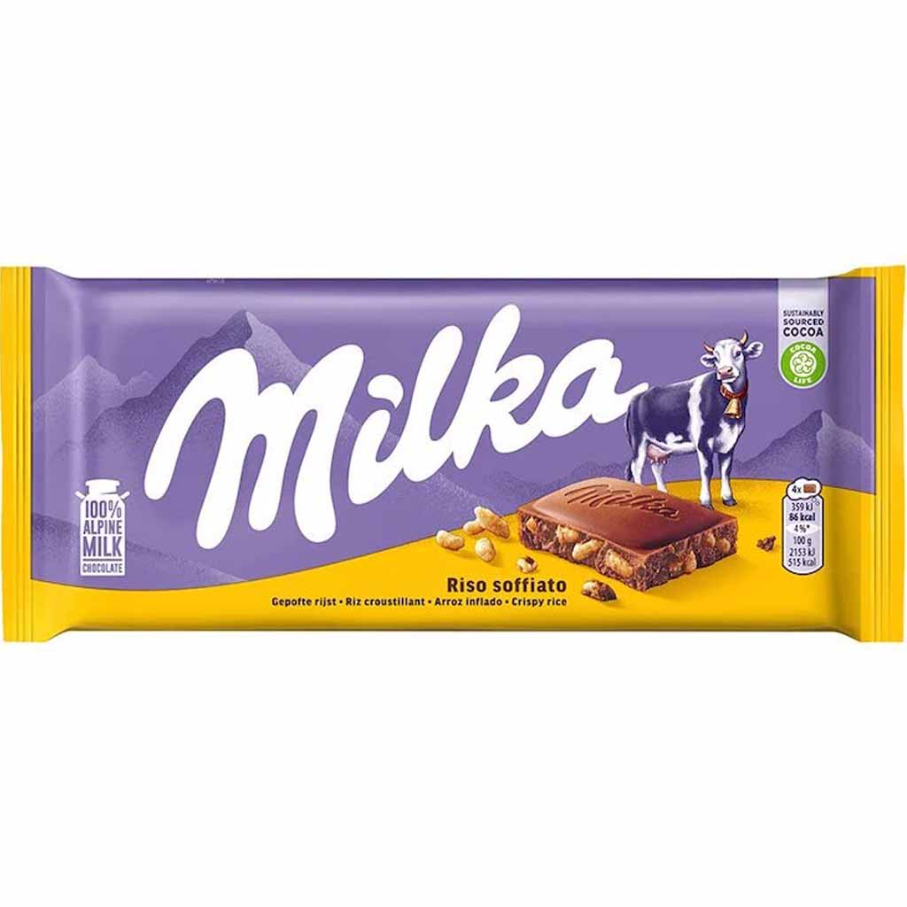 MILKA Tafelschokolade Riso Soffiato Puffreis 100g MHD:8.6.25