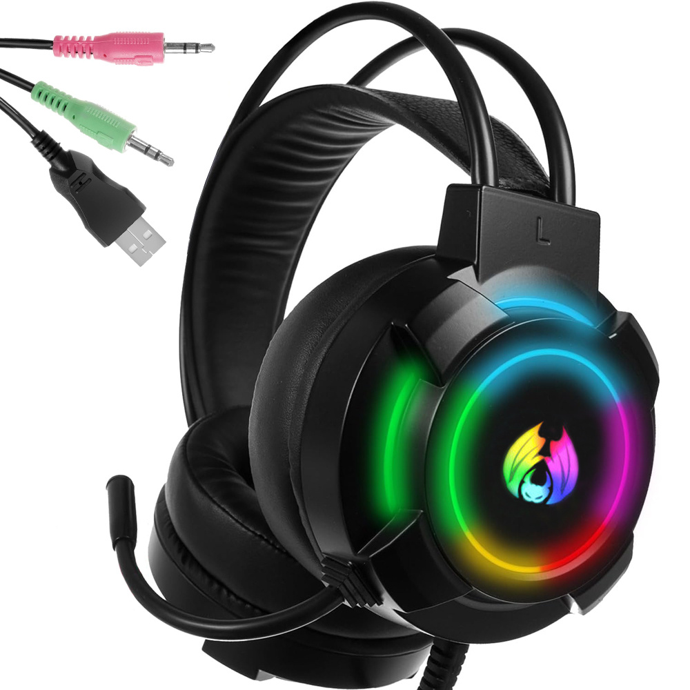 Kabelgebundene Gaming-Kopfhörer LED RGB mit Mikrofon 5.1