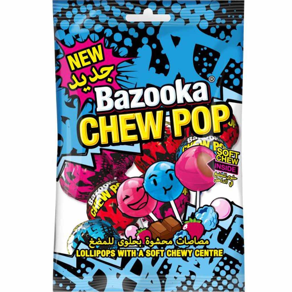 Bazooka Chew Pop Lutscher mit Kaugummi 140g MHD:16.3.21