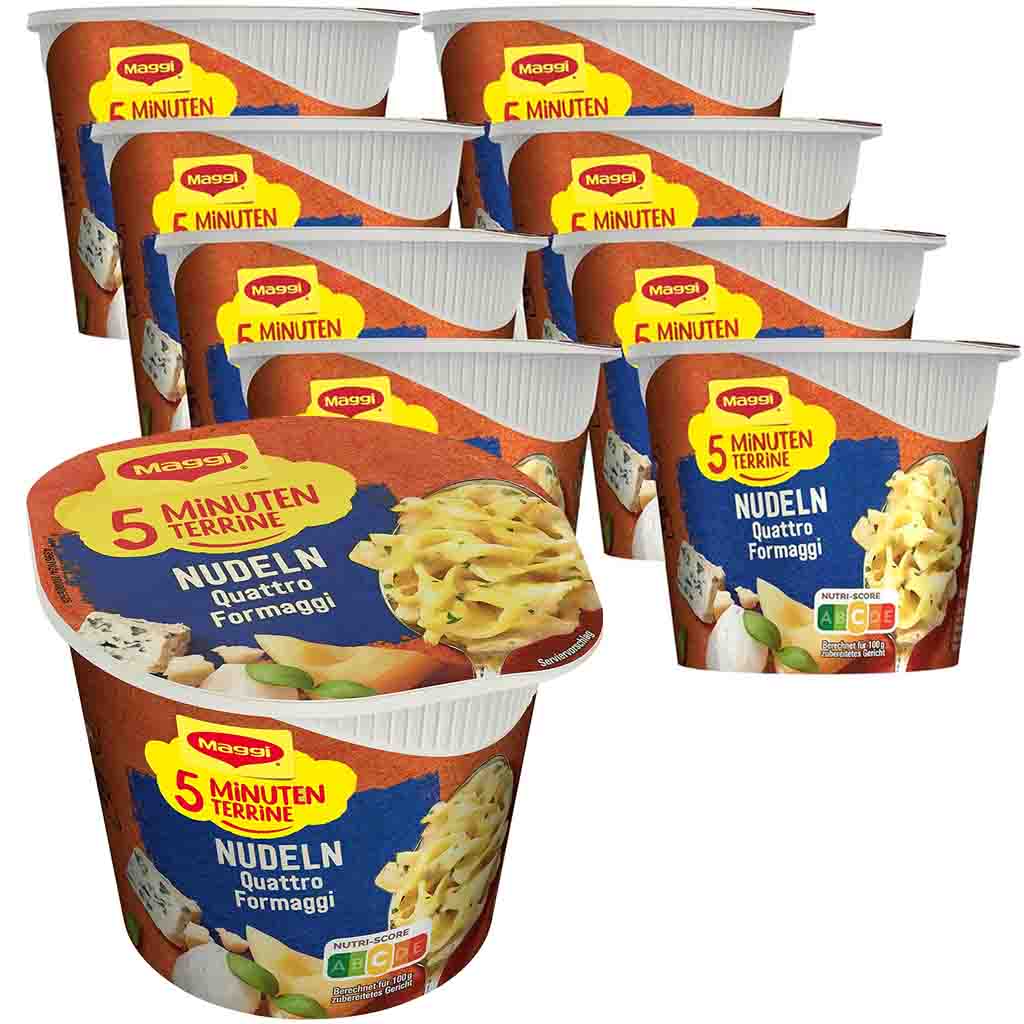 8x Maggi 5 Minuten Terrine Nudeln Quattro Formaggi á 58g=464g MHD:30.7.25
