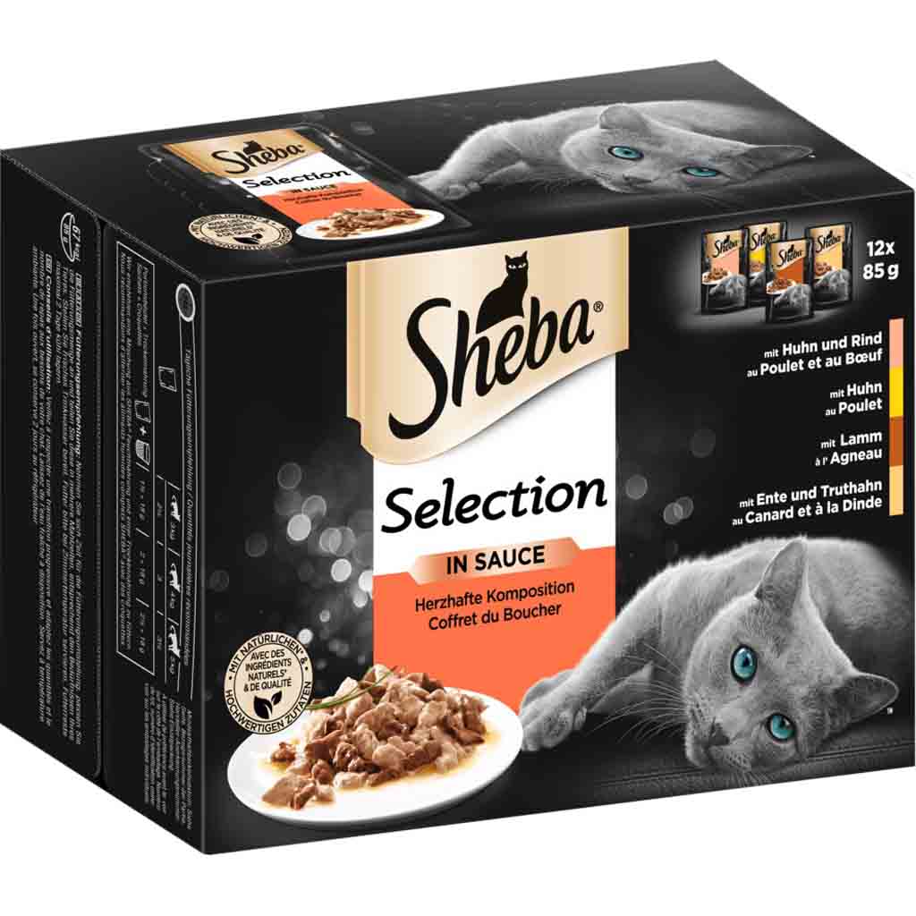 12x Sheba Selection in Sauce herzhafte Komposition á 85g=1020g MHD:18.5.26